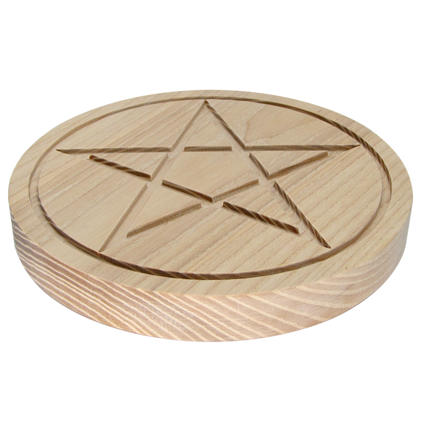 Solid Wood Ash Pentacle Altar Tile | Wiccan Ritual Tool for Witches Altars | Witchcraft Supplies