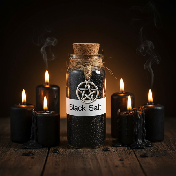 Witches black salt - witchcraft spell ingredients - witch shop supplies - witchcraft supply shop item - black salt protection, banishing salt, wiccan store supplies