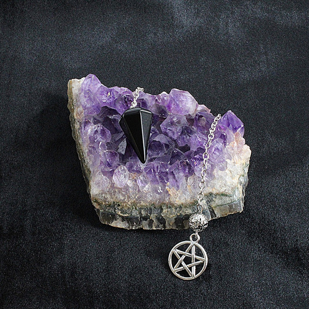 Handcrafted Black Obsidian Pentacle Pendulum - Divination Tools & Magickal Supplies
