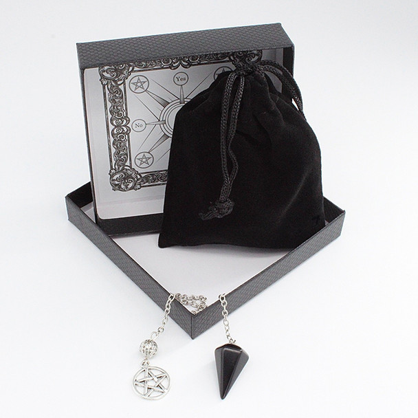 Handcrafted Black Obsidian Pentacle Pendulum - Divination Altar Tools & Witchcraft Supplies