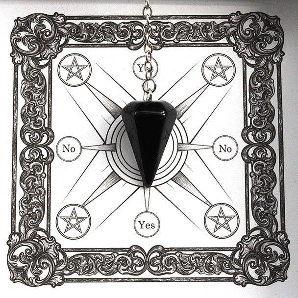Handcrafted Black Obsidian Pentacle Pendulum - Divination Altar Tools & Witchcraft Supplies