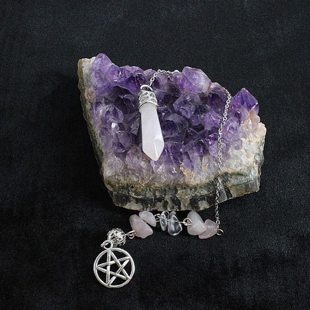 Handcrafted Rose Quartz Pentacle Pendulum - Divination Tools & Magical Supplies