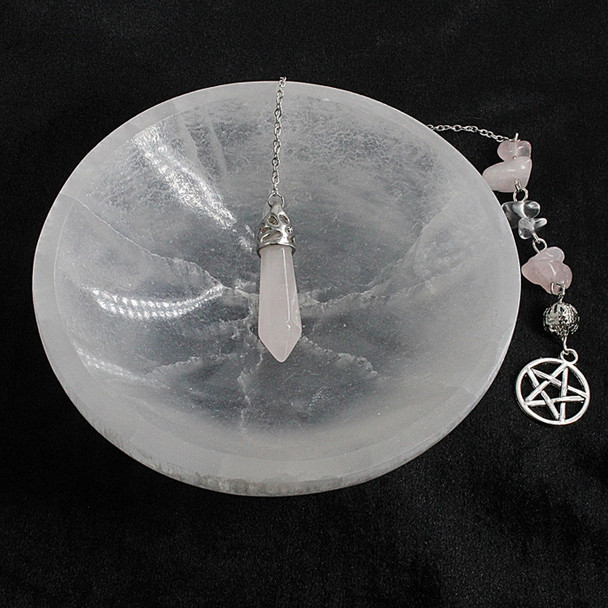 Handcrafted Rose Quartz Pentacle Pendulum - Divination Altar Tools & Witchcraft Supplies