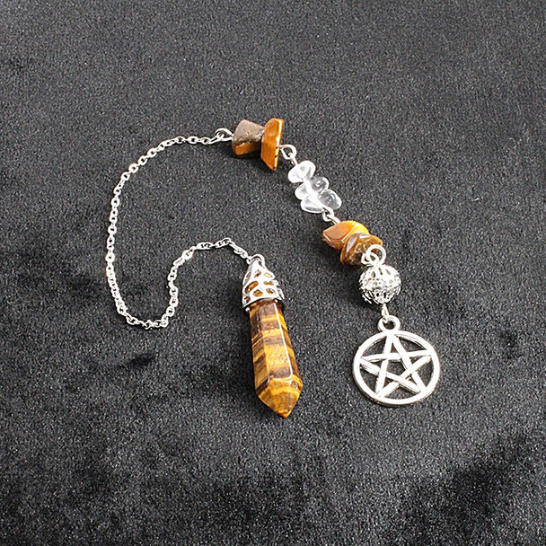 Tigers Eye Pentacle Pendulum - Divination Tools & Spiritual Supplies