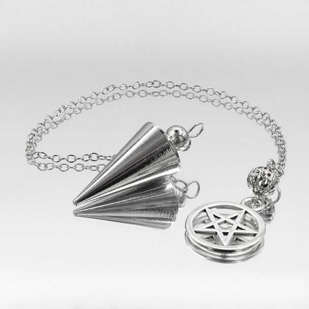 Silver Tone Pentacle Pendulum & Witchcraft Starter Kit with board and instructions Silver Tone Pentacle Pendulum & Witchcraft Starter Kit with board and instructions