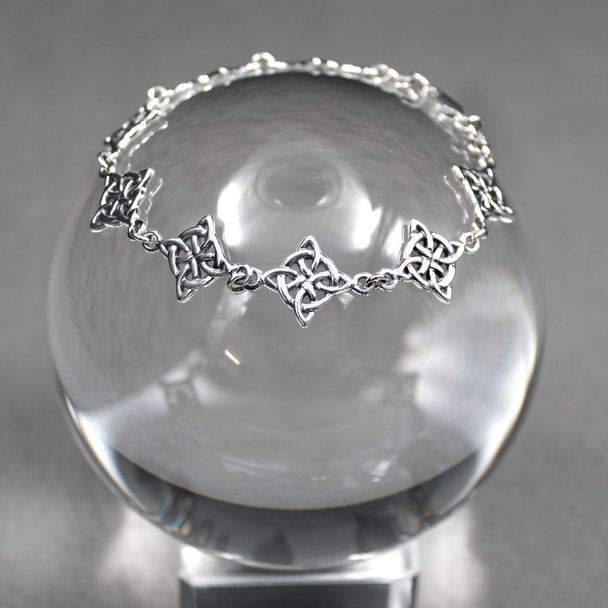 Sterling Silver Witches Knot Bracelet - witch Jewelry Witch Supplies with Crystal for samhain rituals and spells