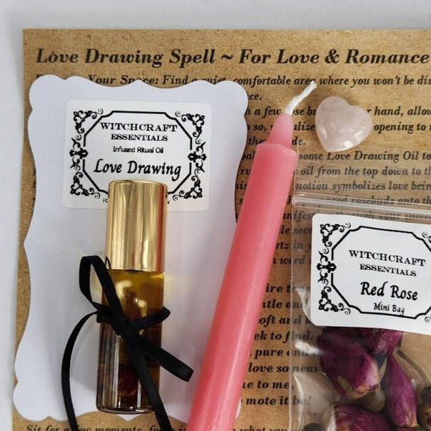 Love Spell Kit, DIY Love spell candle kit Homemade attraction Manifest Love Beginners Wiccan Love Spell for Paganism and Wicca Spell supplies