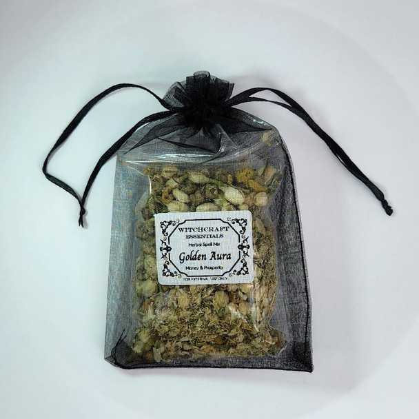 Golden Aura Herbal Spell Mix for Witchcraft Wicca Spells and Pagan Rituals