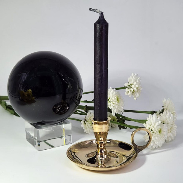 brass gothic witchcraft candle holder, chime candle holder, spell candle holder, mini candle holder, pagan altar supplies, wiccan altar, ceremonial magick tools, ritual tool