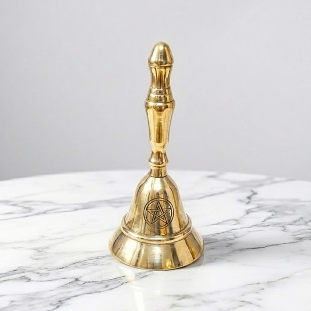 Pentacle Witch Bell, Altar Tools, Ritual Supplies, Sound Cleansing, Wiccan Supplies, Witchcraft, Brass Bell, Pentagram, Spiritual Cleansing