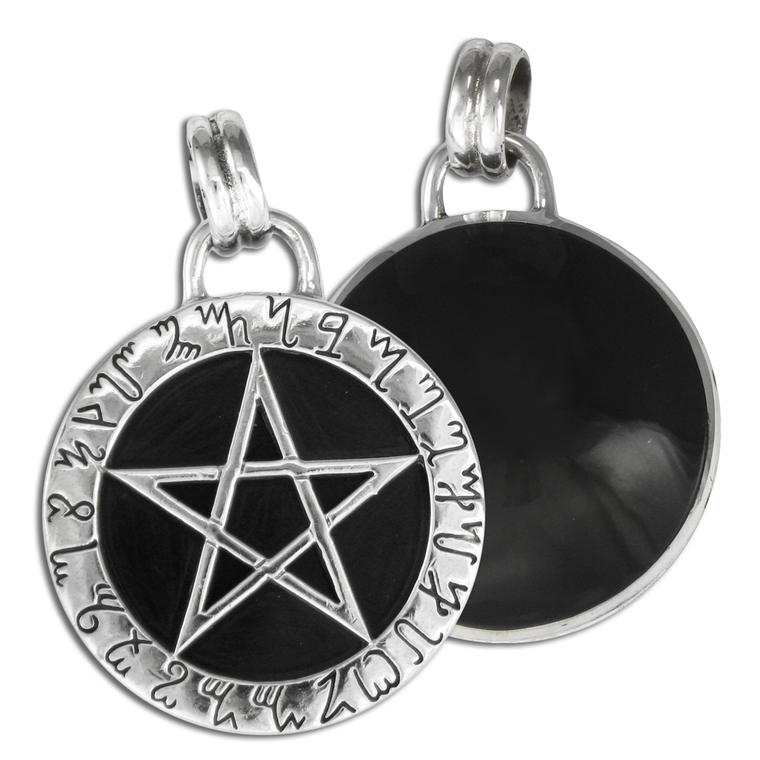 Sterling Silver Theban Scrying Disk Pentacle Pendant