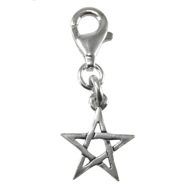 Sterling Silver Pentacle Star Pentagram Clip Charm Jewelry