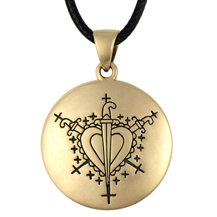 Bronze Ezili Dantor Voodoo Veve Pendant Necklace