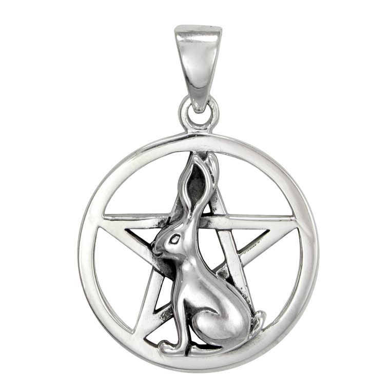 Sterling Silver Bunny Rabbit Pentagram Pendant