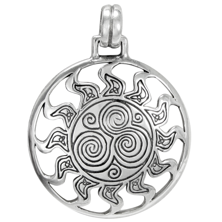 Sterling Silver Tribal Sun Triskelion Pendant