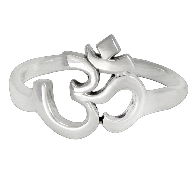 Sterling Silver Aum Om Symbol Ring