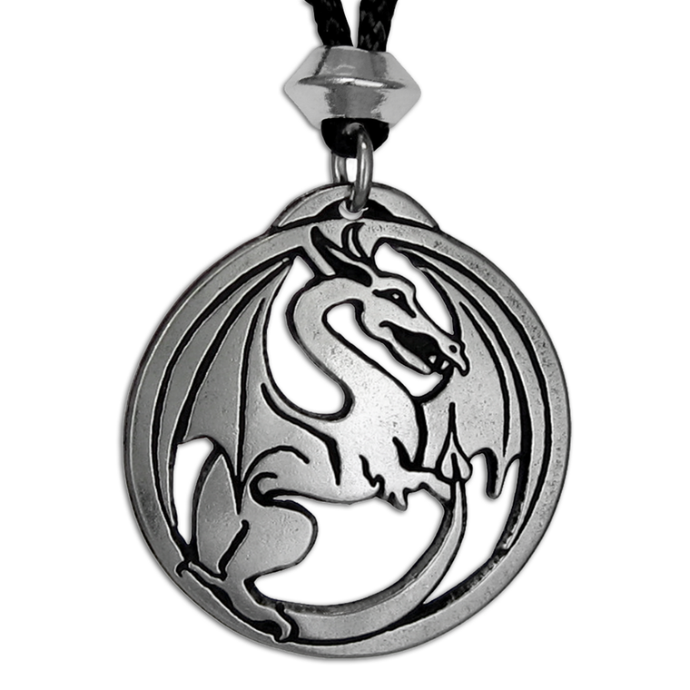 Draco Dragon Pendant Pewter Necklace