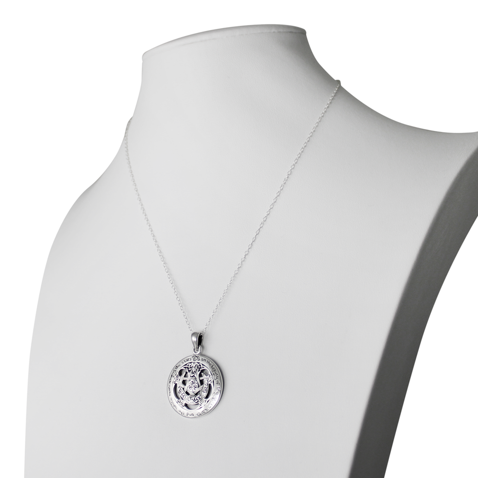 Moonlight Mysteries Wiccan Goddess Pendant - 925 Sterling Silver Triple Moon & Pentacle Necklace (1 1/8")