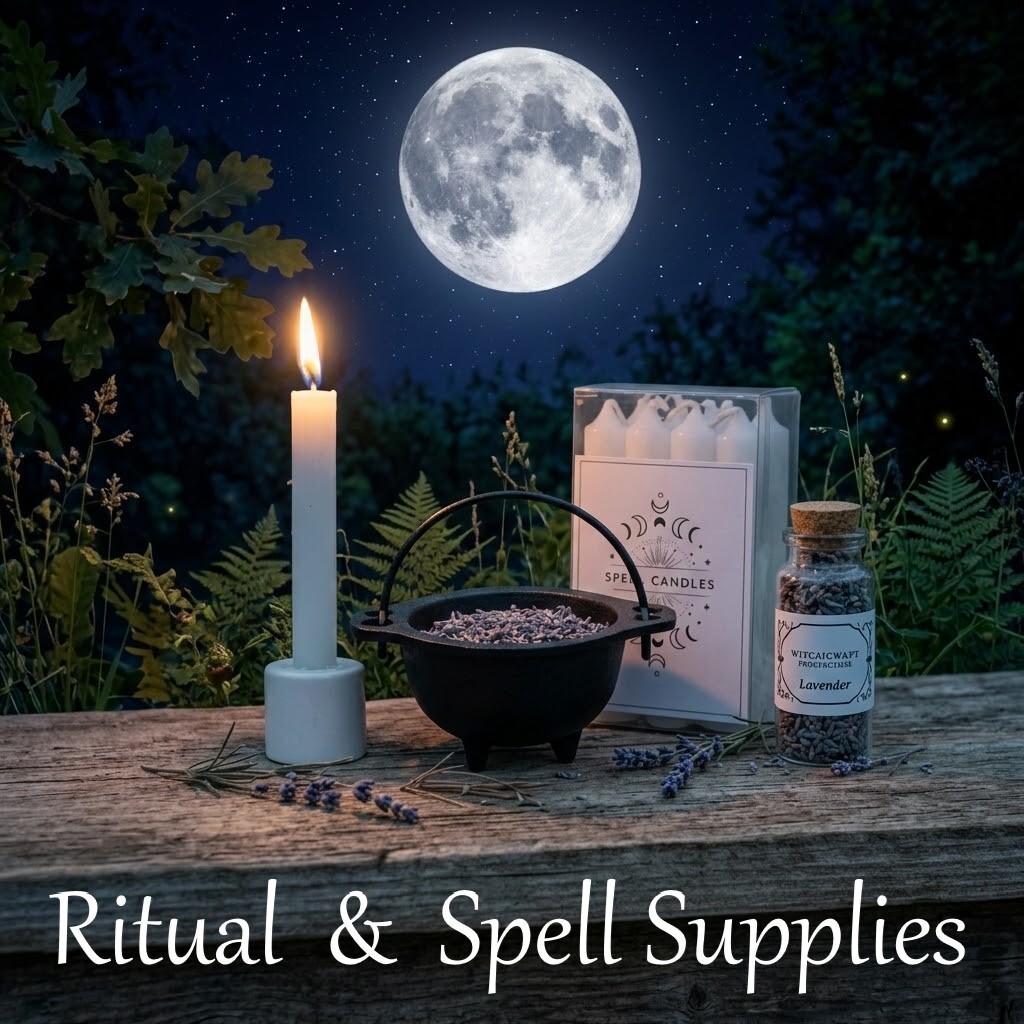 Enhance Your Practice with Authentic Wiccan Supplies! Shop our ritual supplies trusted by Wiccans, witches, and Pagan practitioners worldwide! We offer a handcrafted selection of premium herbs, spell candles, crystals, incense resin, smudging supplies, witches' salts, spell kits, talismans, and witchy charms. Explore our collection of tarot decks, occult items, divination tools, and witchy gems designed to enchant your craft. Discover our bespoke candle and magickal herb collections, where you choose your own collection. Alongside our handcrafted ritual oils and high-quality wiccan supplies. Whether you are looking for professional-grade witchcraft tools or everyday essentials, our wiccan supplies provide the quality and intention your rituals deserve. Handcrafted. Bespoken. Trusted. Bring the magick home today! 