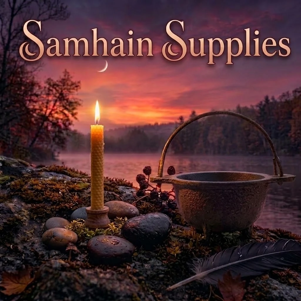 Prepare for the thinning of the veil & halloween with authentic Samhain spell and ritual supplies from our premier metaphysical boutique. Our friendly esoteric staff draws on over 65 years of combined metaphysical retail expertise to guide your journey into the witch's new year. Our spiritual apothecary includes items curated from a wide variety of traditions—including Wicca, Green Witchcraft, Celtic Paganism, Ceremonial Magic, Hoodoo, and more. Explore our handcrafted Witchcraft Essentials line of anointing oils, spell mixes, and witches' salts, alongside our Conjure Botanica, which offers a specialized selection featuring our handmade, exclusive The Root and The Bone condition powders, graveyard dirt and curios tailored for the harvest season. Whether you are hosting a Dumb Supper, honoring your ancestors, practicing divination, looking for a ouija board or engaging in deep shadow work, our witchcraft supplies are here to aid you. We provide the high-end scrying tools, talismans, magic herbs, protective crystals, ritual candles, witch bottles, harvest roots, and ancestor spell kits required for flawless Samhain Magic.