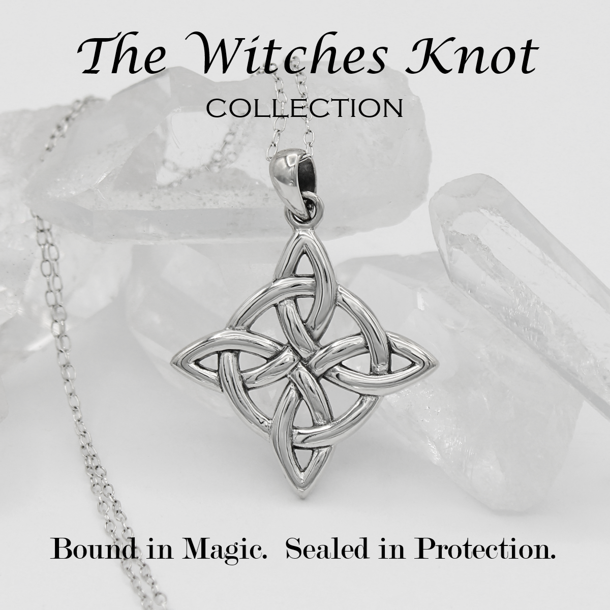 Witches Knot Protection Jewelry: SACRED AMULETS • KNOT MAGIC TALISMANS • SPIRITUAL SHIELDING PENDANTS • RINGS • BRACELETS • EARRINGS; Embrace the ancient power of the Witch’s Knot, a potent symbol of folk magic used for centuries to ward off negative energy and bind protective intentions. Also known as the Magic Knot or Witch’s Charm, our collection of Witches Knot jewelry is handcrafted to serve as a personal amulet of shielding and strength. Whether you are a practitioner of modern witchcraft or a seeker of ancient Celtic protection, these four-cornered knots represent the union of the four elements—Earth, Air, Fire, and Water—and the infinite cycle of life. Our sterling silver Witches Knot necklaces and ritual rings are designed to channel your inner power and protect your energetic boundaries.  Discover more than just a witchy accessory; find a talisman of ancient geometry that tells your story. Visit our Metaphysical Shop to explore handcrafted protection jewelry, sacred sigils, and Wiccan amulets designed for your daily spiritual practice.