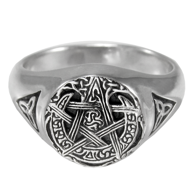 Sterling Silver Moon Pentacle Ring - Wiccan online store
