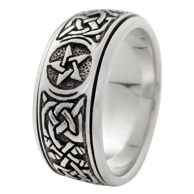 Silver Celtic Knot Pentacle Spinner Worry Ring