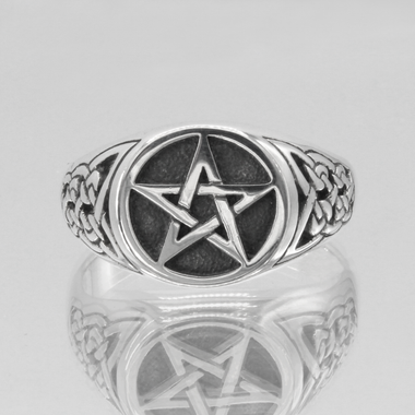 Sterling Silver Large Celtic Pentacle Pentagram Pendant for