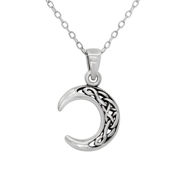 Sterling Silver Crescent Celtic Knot Moon Pendant Moon Phase Jewelry