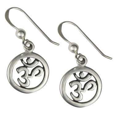 New Earrings, OM Buddhist Hindu yoga Yogi 925-Sterling-Silver 1-1/4