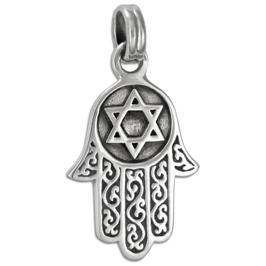 Sterling Silver Jewish Star of David Hamsa Pendant
