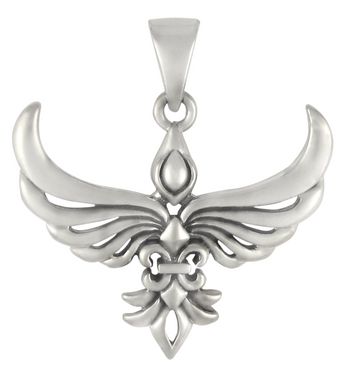 Sterling Silver Fleur De Lis Phoenix Pendant - Moonlight Mysteries