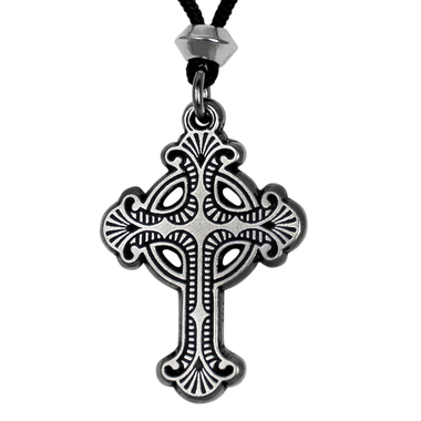 Pewter Baroque Cross Necklace