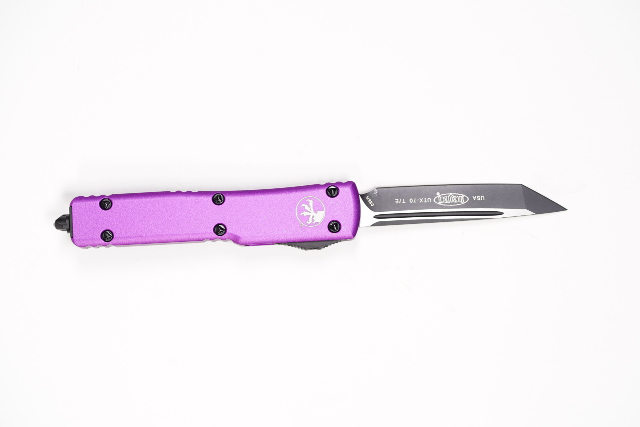 Microtech 149-1VI UTX-70 Black Tanto Plain, Violet Handles