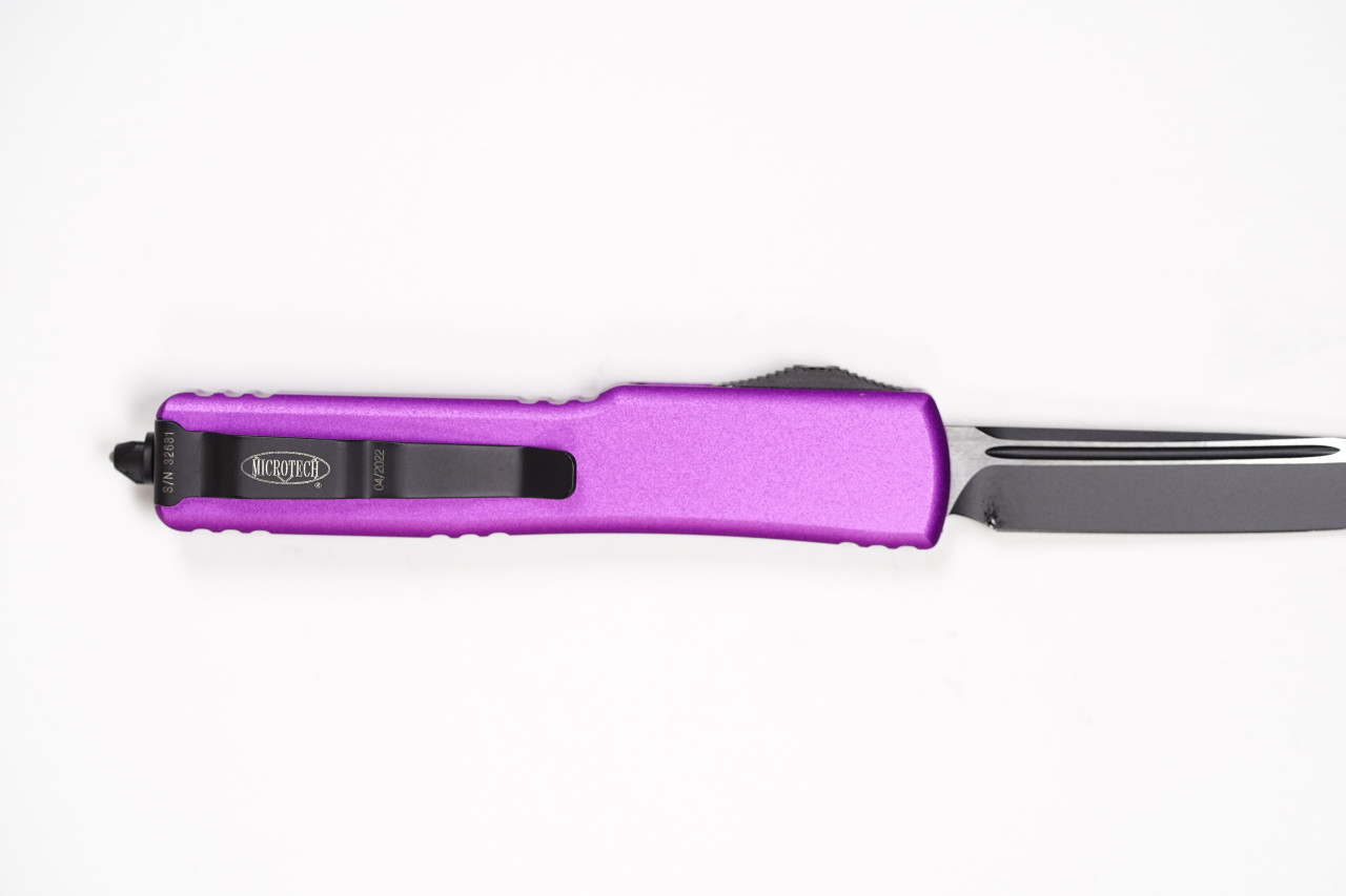 Microtech 149-1VI UTX-70 Black Tanto Plain, Violet Handles