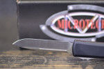 Microtech 121-4 Ultratech AUTO OTF Knife 3.46" Satin Plain Drop Point Blade, Black Aluminum Handles