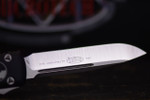Microtech 121-4 Ultratech AUTO OTF Knife 3.46" Satin Plain Drop Point Blade, Black Aluminum Handles