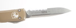 Microtech 121-11TA Ultratech AUTO OTF 3.46" Stonewashed Drop Point Combo Blade, Tan Aluminum Handle