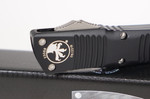 Microtech 142-11 Combat Troodon AUTO OTF 3.75" Stonewashed Double Combo Edge Dagger Blade, Black Aluminum Handle