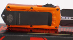 Microtech 157-1OR Exocet OTF Money Clip AUTO Knife 1.98" Black Double Edge Blade, Orange Aluminum Handles