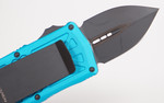 Microtech 157-1TQ Exocet OTF Money Clip AUTO Knife 1.98" Black Double Edge Blade, Turquoise Aluminum Handles