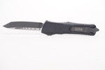 Microtech 144-1T Combat Troodon AUTO OTF Knife 3.75" Black Tanto Plain Blade, Black Aluminum Handles