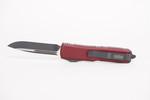 Microtech 231-1MR UTX-85 AUTO OTF 3" Black Drop Point Plain Blade, Merlot Red Aluminum Handles