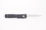 Microtech 147-5 UTX-70 AUTO OTF 2.41" Satin Double Combo Edge Dagger Blade, Black Aluminum Handles