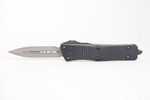 Microtech 138-16S Signature Series Troodon AUTO OTF 3.06" Damascus Double Edged Dagger Blade, Black Aluminum Handles