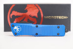 Microtech 142-1BL Combat Troodon AUTO OTF Knife 3.75" Black Double Edge Dagger Blade, Blue Aluminum Handles