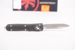 Microtech 121-10DBK Ultratech AUTO OTF Knife 3.46" Apocalyptic Drop Point Plain Blade, Black Distressed Aluminum Handles