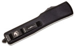 Microtech 147-16CF UTX-70 Signature Series AUTO OTF 2.41" Damascus Double Edge Dagger Blade, Black Aluminum Handle with Carbon Fiber Top - 147-16CFS
