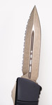 Microtech 142-15 Combat Troodon AUTO OTF 3.75" Bronze Plain/Serrated Double Edge Dagger Blade, Black Aluminum Handles