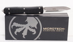Microtech 121II-10S Signature Series Ultratech II AUTO OTF Knife 3.5" Stonewashed Single Edge Drop Point Blade, Black Machined Aluminum Handles